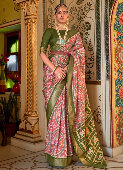 Patola Silk  Red Weaving Classic Saree