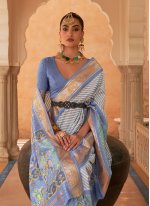 Patola Silk  Weaving Blue Saree