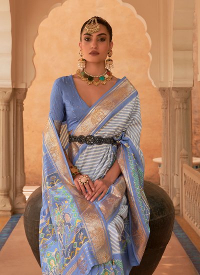 
                            Patola Silk  Weaving Blue Saree