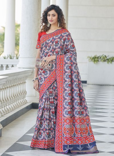 Patola Silk  Zari Multi Colour Contemporary Saree