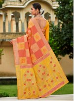 Peach Banarasi Silk Festival Designer Traditional Saree