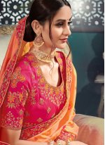 Peach Bhagalpuri Silk Wedding Classic Saree