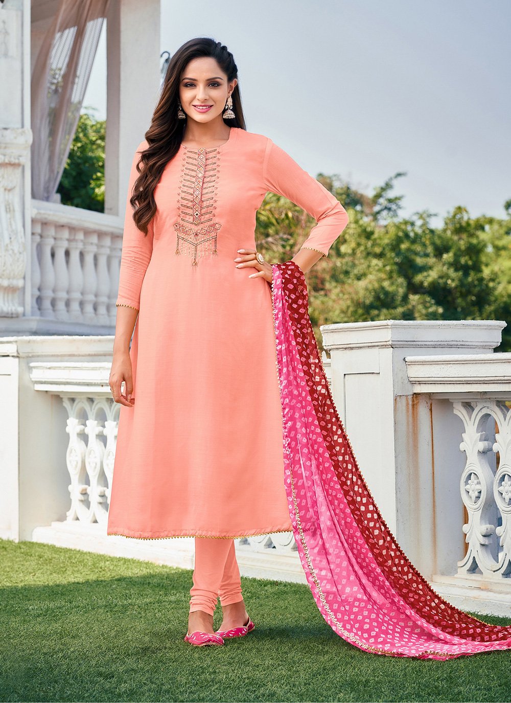 Chanderi Cotton Embroidered Salwar Suit & Dress Material – kakasuits.com