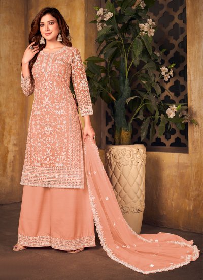 Peach Color Palazzo Designer Salwar Suit