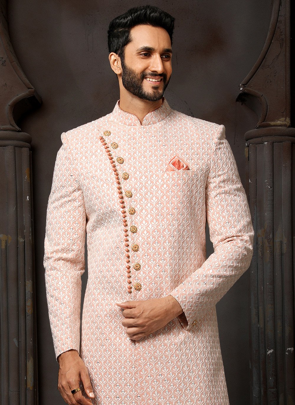 Peach Color Sherwani