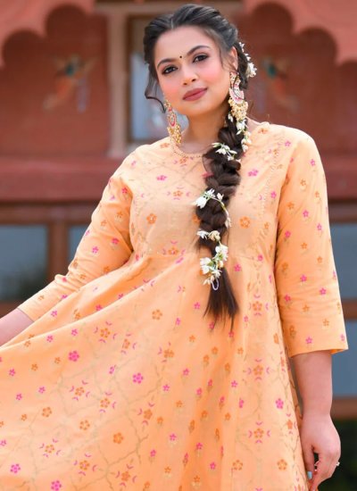 Peach Cotton Ceremonial Readymade Gown