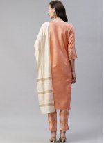 Peach Festival Poly Silk Pant Style Suit