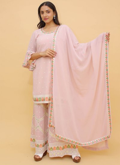 Peach Georgette Designer Salwar Suit
