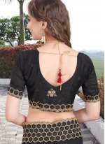Peppy Black Embroidered Traditional Designer Saree