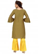 Peppy Green Embroidered Muslin Party Wear Kurti