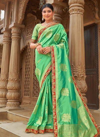 Peppy Weaving Green Classic Saree