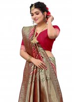 Peppy Woven Burgundy Casual Saree