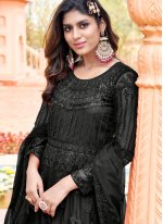 Perfect Embroidered Black Trendy Salwar Suit 