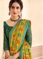 Perfect Green and Yellow Fancy Traditional Saree