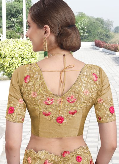 Perfect Stone Beige Silk Designer Bollywood Saree