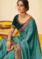 Perfect Turquoise Classic Designer Saree