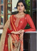 Perfervid Jacquard Silk Weaving Pakistani Salwar Suit