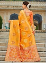 Perfervid Mustard Weaving Banarasi Silk Classic Saree