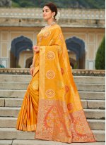 Perfervid Mustard Weaving Banarasi Silk Classic Saree