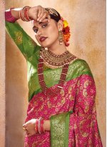 Perfervid Silk Woven Pink Trendy Saree