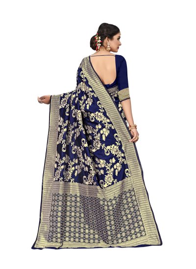 Perfervid Weaving Art Silk Blue Trendy Saree