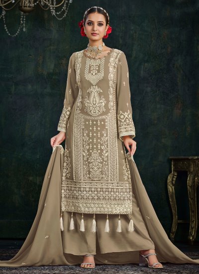 Phenomenal Embroidered Beige Trendy Salwar Kameez 