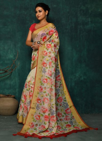 Phenomenal Fancy Fabric Digital Print Multi Colour Classic Designer Saree