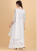 Phenomenal Faux Georgette Off White Embroidered Pakistani Salwar Suit