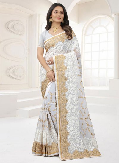 Buy Latest Designer White Color Saree Online At Best Price – Joshindia