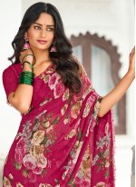 Picturesque Faux Georgette Abstract Print Rani Classic Saree