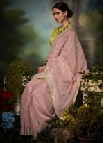 Picturesque Pink Fancy Fancy Fabric Trendy Saree