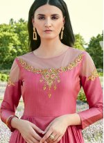 Picturesque Stone Pink Silk Designer Gown