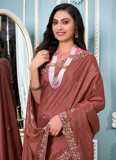 Picturesque Vichitra Silk Ceremonial Trendy Saree