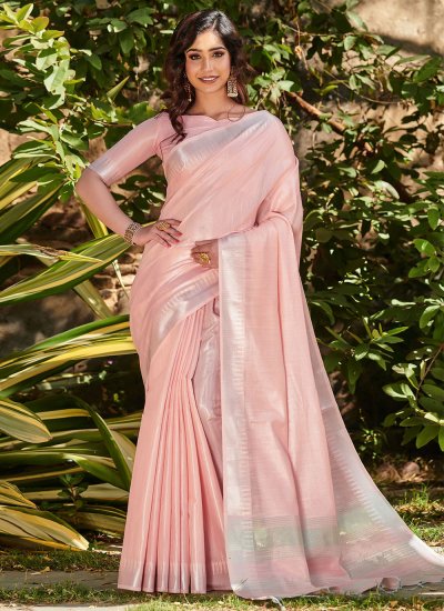 Pink Banarasi Silk Festival Designer Traditional Saree