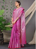 Pink Banarasi Silk Festival Trendy Saree
