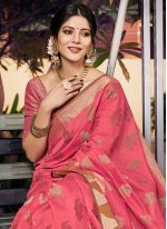 Pink Banarasi Silk Reception Designer Traditional Saree