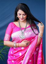 Pink Banarasi Silk Weaving Classic Saree