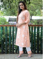 Pink Blended Cotton Mehndi Pant Style Suit