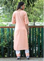 Pink Blended Cotton Mehndi Pant Style Suit