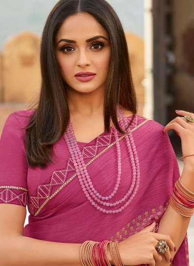 
                            Pink Casual Contemporary Style Saree