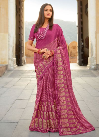 Pink Casual Contemporary Style Saree