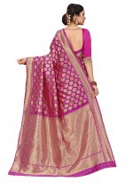 Pink Casual Jacquard Silk Silk Saree