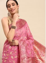 Pink Casual Soft Cotton Contemporary Style Saree