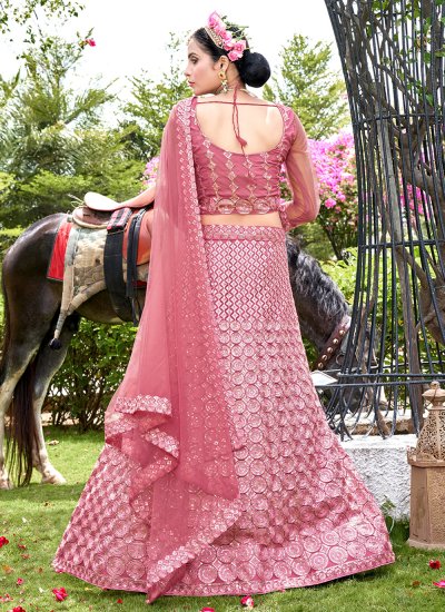 Pink Ceremonial Net Trendy Lehenga Choli