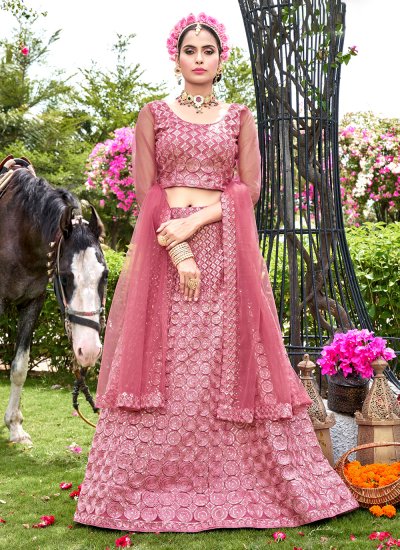 Pink Ceremonial Net Trendy Lehenga Choli