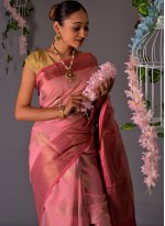Pink Chanderi Cotton Fancy Classic Saree