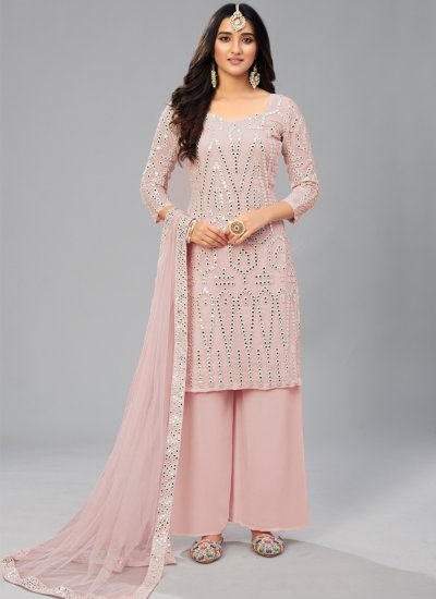 Pink Color Designer Palazzo Salwar Suit