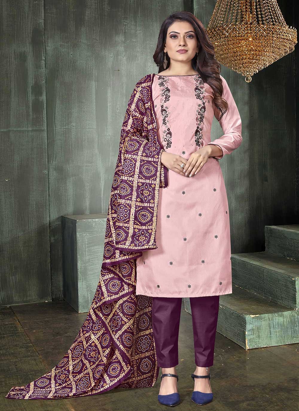 Buy Pink Georgette Embroidered Straight Pant Suit Party Wear Online at Best  Price | Cbazaar