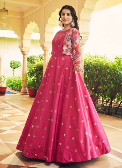 Pink Cotton Designer Gown