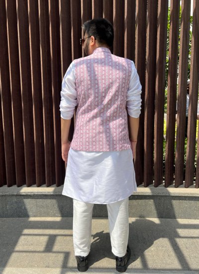 Pink Cotton Engagement Nehru Jackets